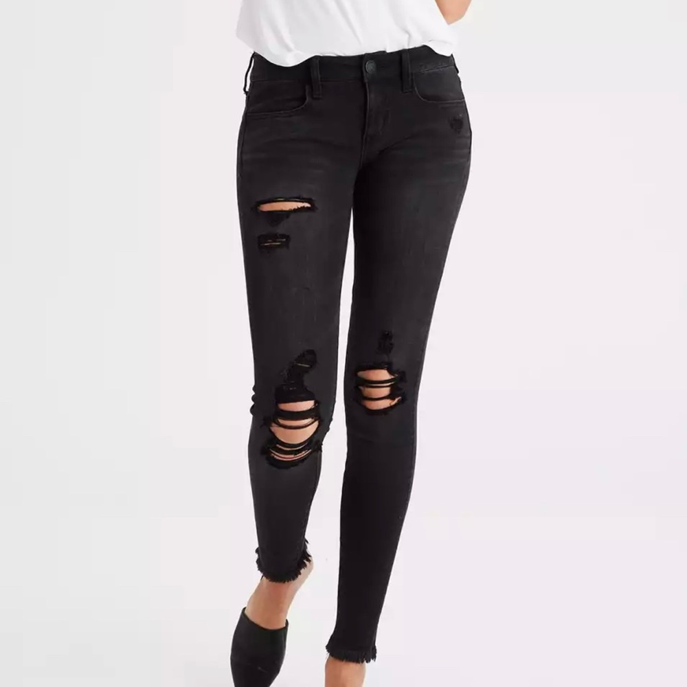American Eagle Black Super Low Jeggings